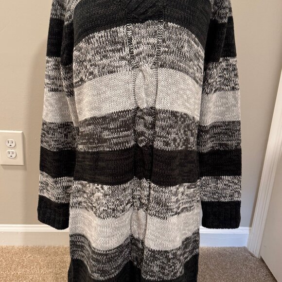 NWT Womens Plus 1X Derek Heart Cable Knit Tunic Sweater Dress Black Gray Marble - Picture 1 of 4